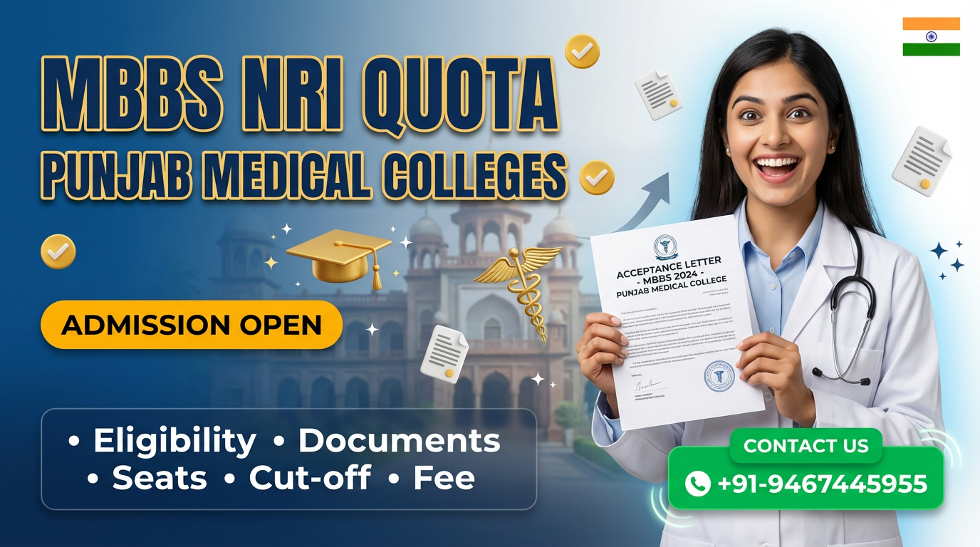 Punjab Medical Colleges MBBS NRI Quota : Admission, Eligibility, Documents Required, Seat, Cut-off and Fee